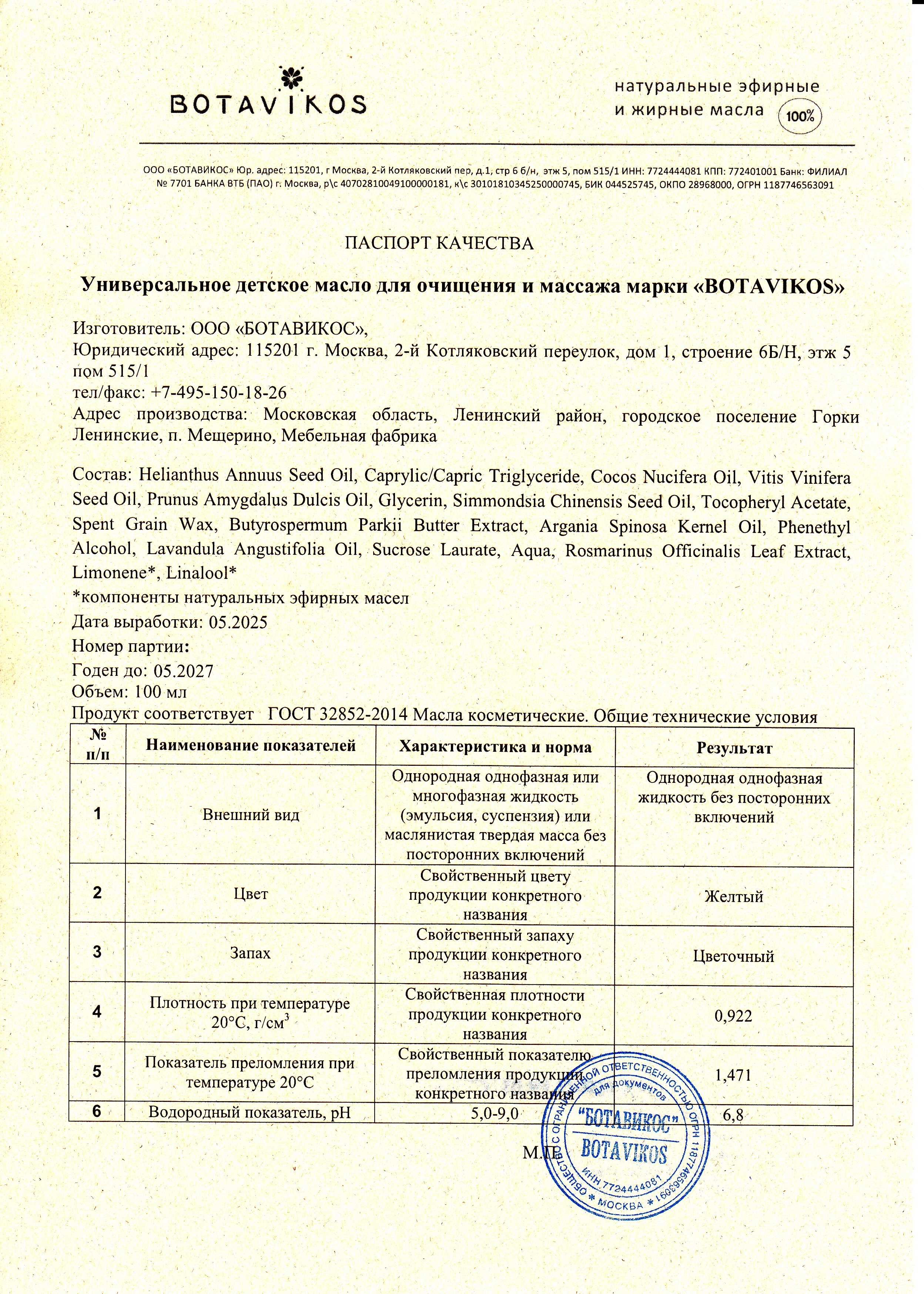 Паспорт №052025
